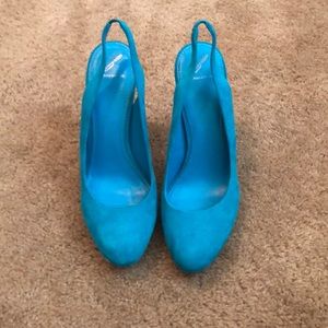Brian Atwood blue suede heels